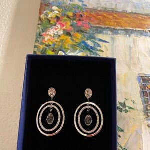 Original Swarovski Elegant Silver Drop and Hoop Earrings